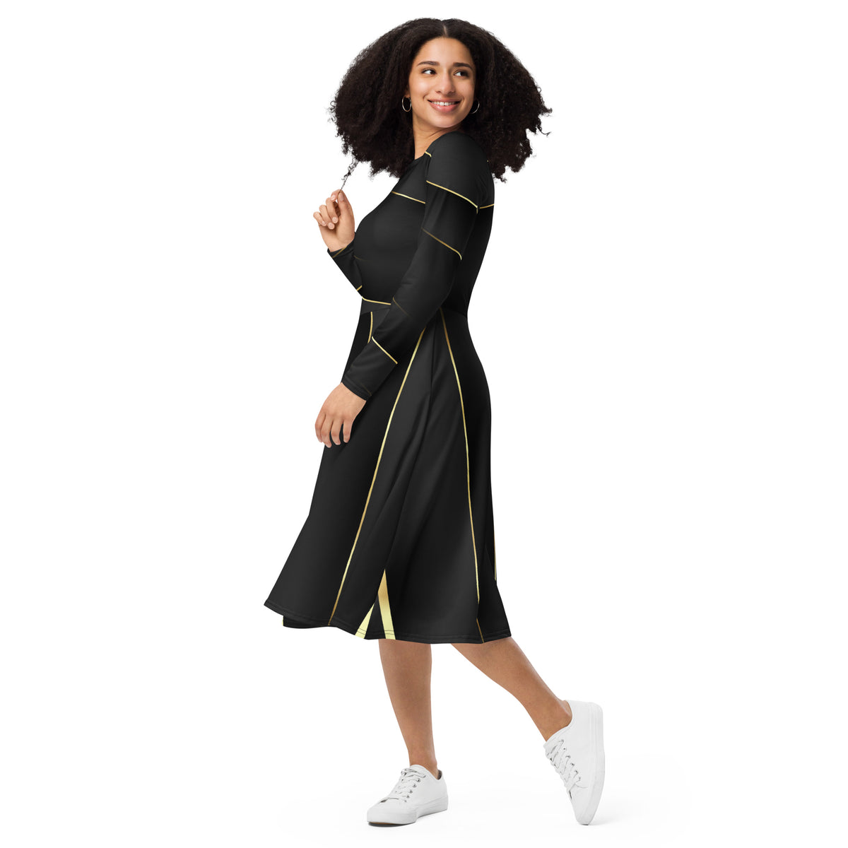Robe manches longues avec impression all over