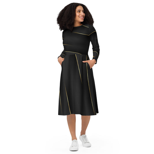 Robe manches longues avec impression all over