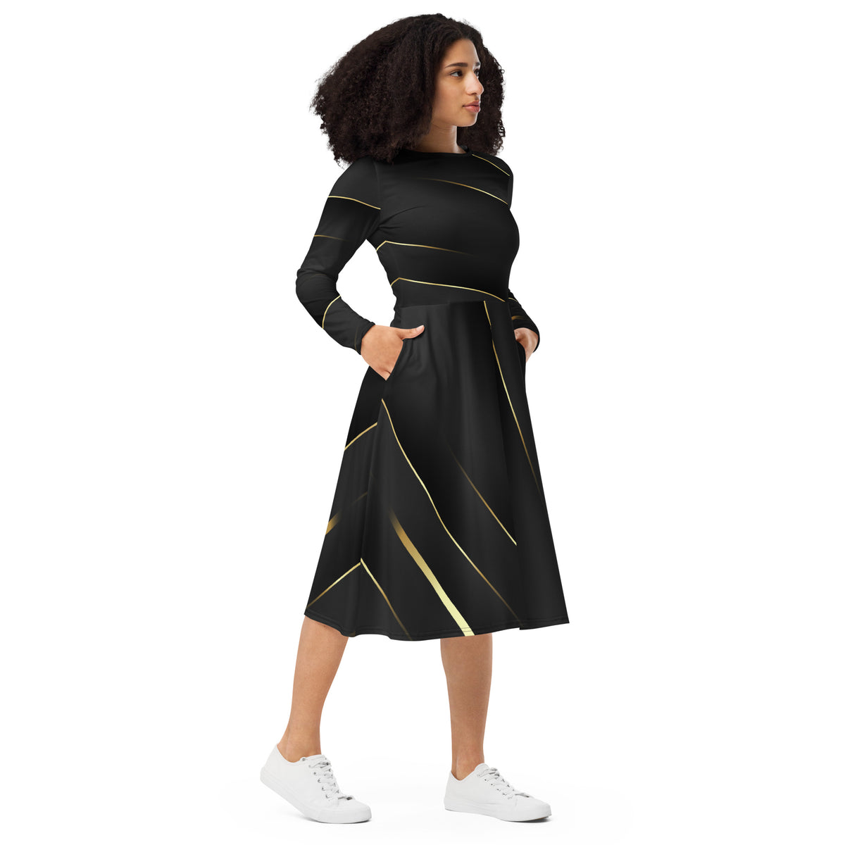 Robe manches longues avec impression all over